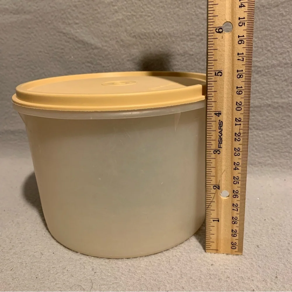 Vintage Beige Tupperware Round Storage Container Canister